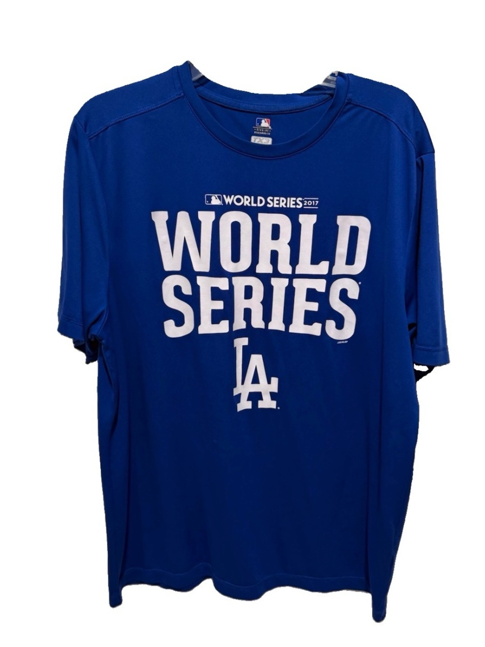 MLB Los Angeles Dodgers 2017 World Series Shirt Men L/XL Blue TX3 Performance
